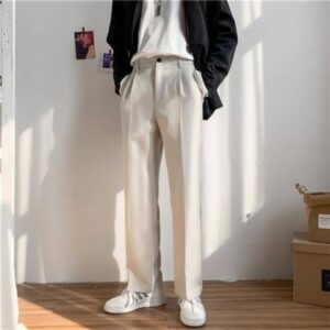 Korean beige men's dress pants